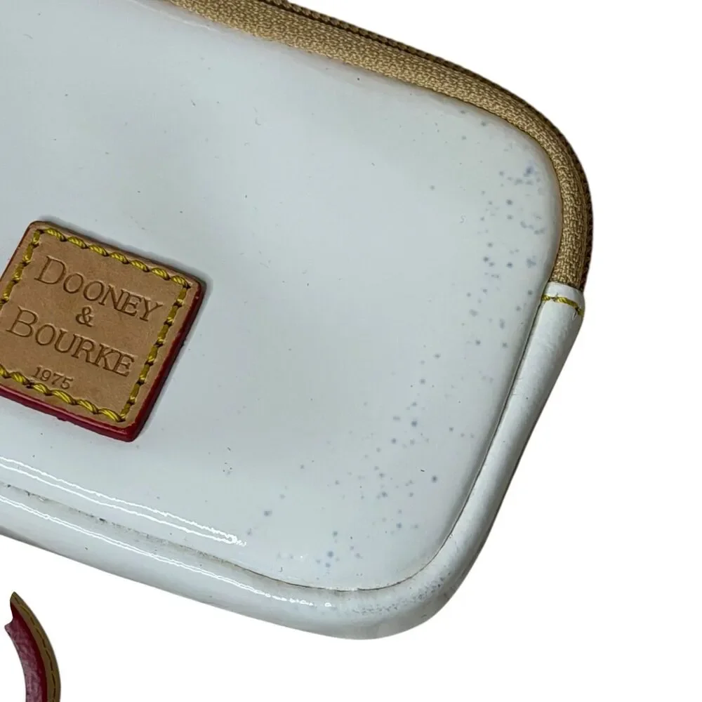 Dooney & Bourke Janine Patent Leather Satchel Purse Bag Cream Brown